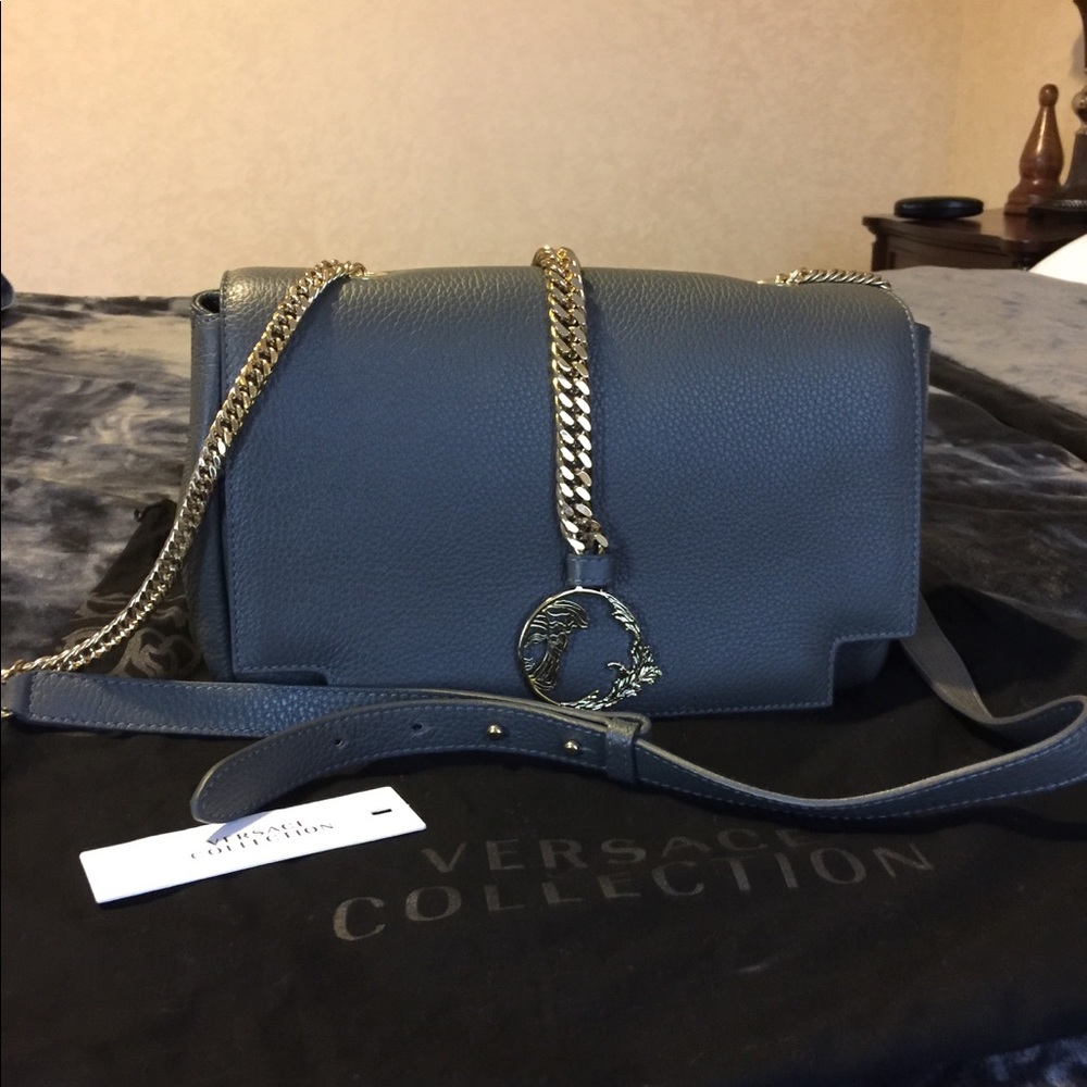 Versace Collection textured leather shoulder bag